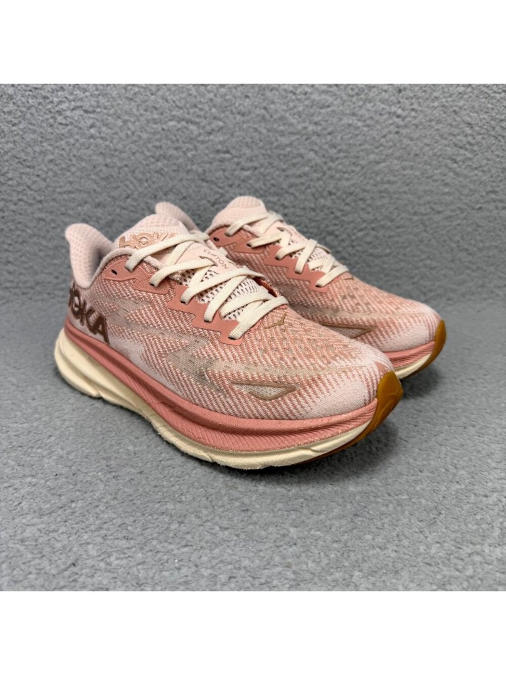 Hoka One One Clifton 9 Womens 6.5 Shoes Sandstone Pink Comfort Running Sneakers
